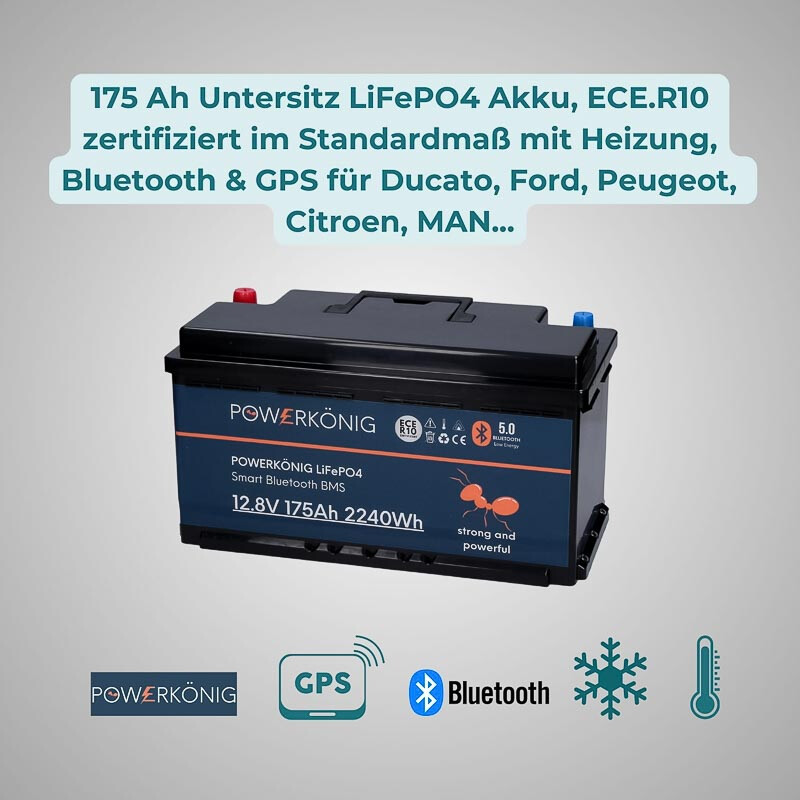 Powerkönig® 175 Ah DIN Format