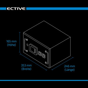 150 Ah ective 150L BT 12V LiFePO4 Untersitzbatterie mit BMX Monitor für Wechselrichter bis 3200 Watt