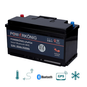 Powerkönig 150Ah LiFePO4 Akku mit GPS-Tracker