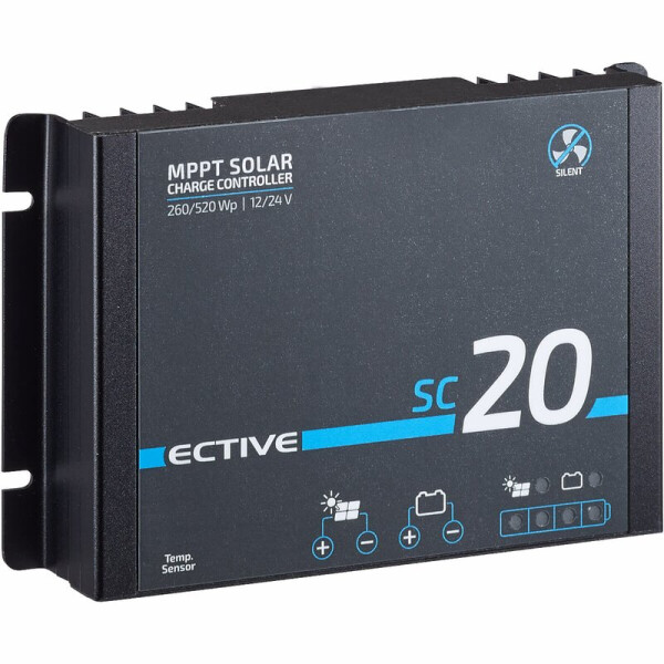 SC 20 SILENT ECTIVE Lüfterloser MPPT Solar-Laderegler für 12/24V LiFePO4 Akkus  240Wp/480Wp 50V 20A