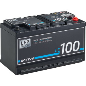 100 Ah ective LC 100  DIN-Untersitz LiFePO4 Lithium Aufbaubatterie, 10.000 Zyklen