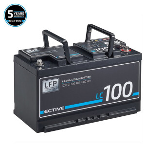100 Ah ective LC 100  DIN-Untersitz LiFePO4 Lithium Aufbaubatterie, 10.000 Zyklen