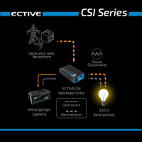 CSI 10 ECTIVE - 12V Sinus-Wechselrichter mit Ladegerät und NVS -  1000W
